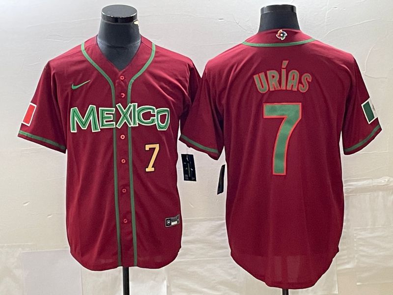 Men 2023 World Cub Mexico #7 Urias Red green Nike MLB Jersey4->more jerseys->MLB Jersey